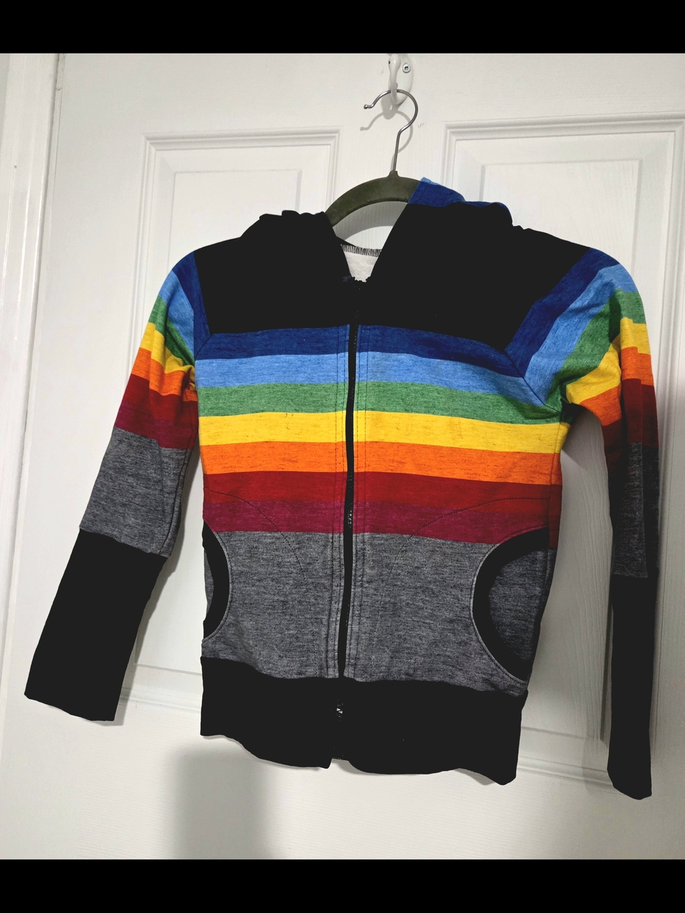 Kids Rainbow Stripe Zip-Up Hoodie - Multicolor